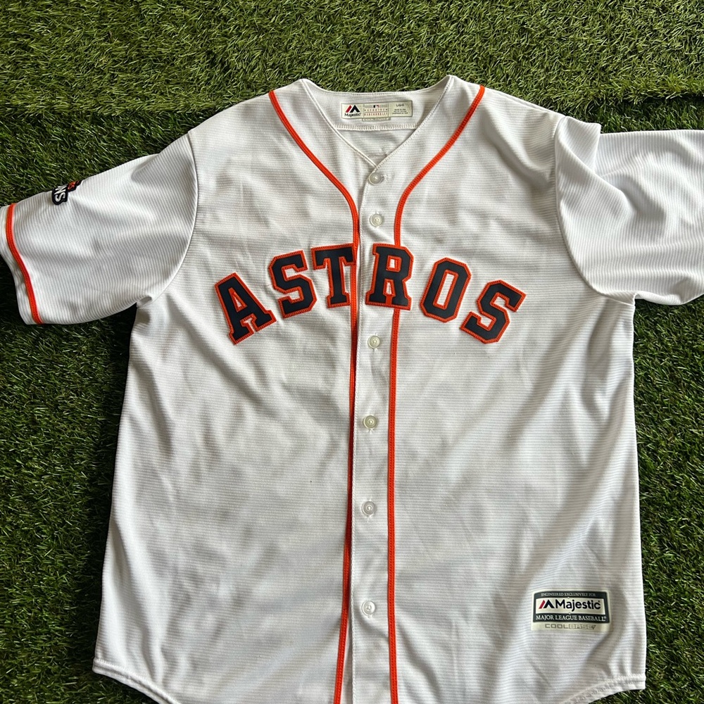 Majestic Astros White and Orange Baseball Jersey